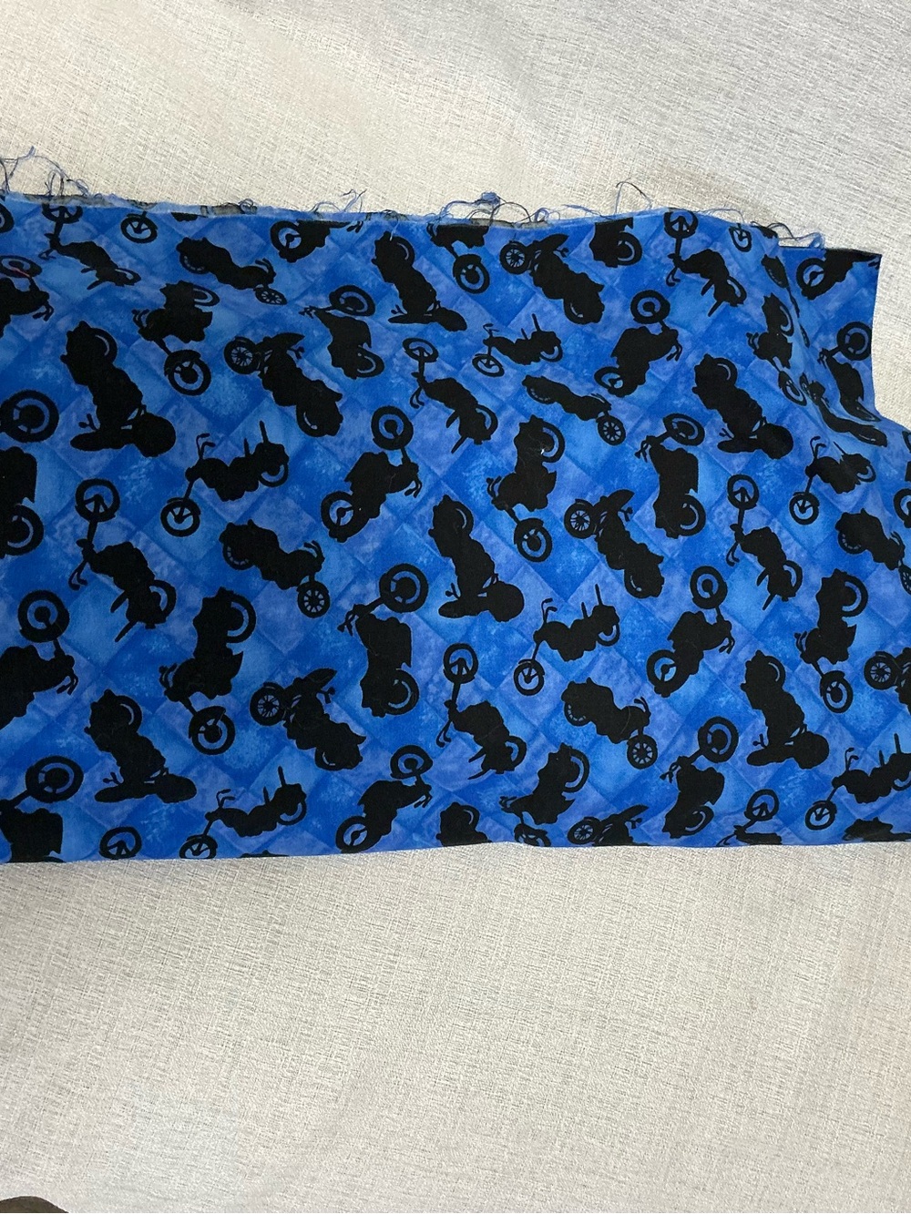 Biker Bugz by Bonijean Blue Motorcycle Silhouette Cotton Quilting Fabric 10 yard